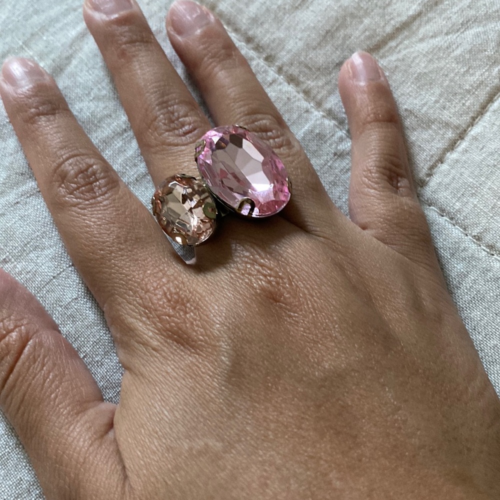 Pink Ring Oval (Two stones)